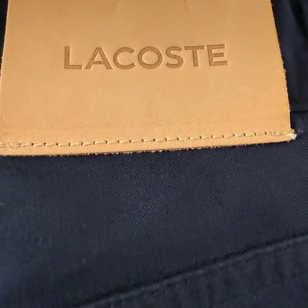 Lacoste Men’s W30 L34 Slim Fit Navy Blue Chino Pants Cotton Stretch Classic